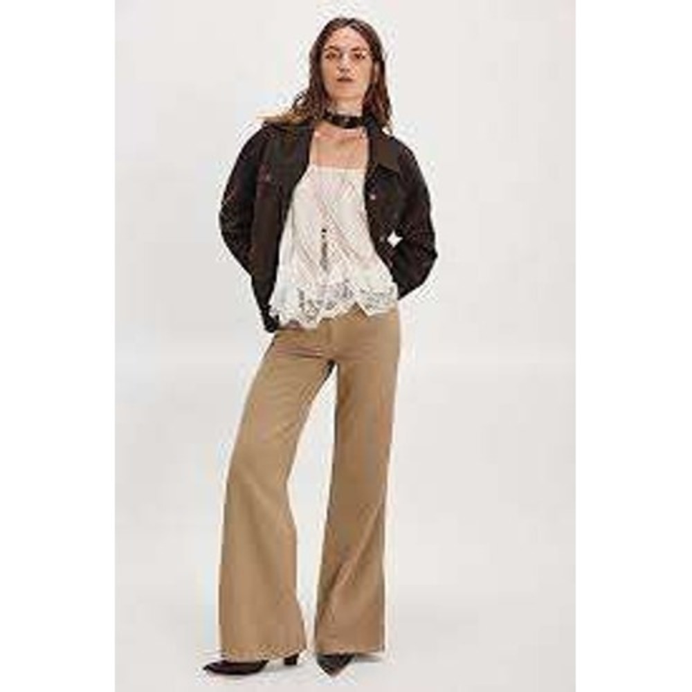 Free People Just Float on Mustard Corduroy Flare Pants 28 Raw Hem 70s Retro